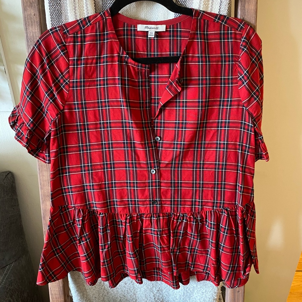 Madewell plaid peplum top